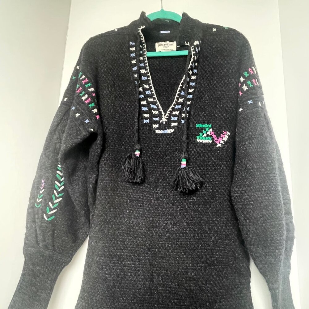 Zadig & Voltaire Alabama Wews Cashmere Wool Black Sweater Dress M - Picture 4 of 14